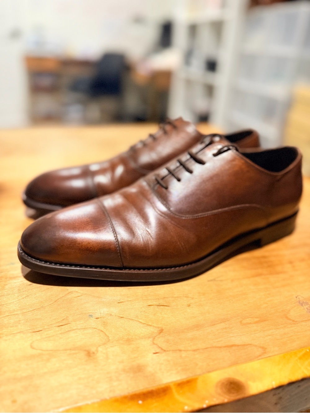 To Boot Brown Leather Cap-Toe Derby Shoes